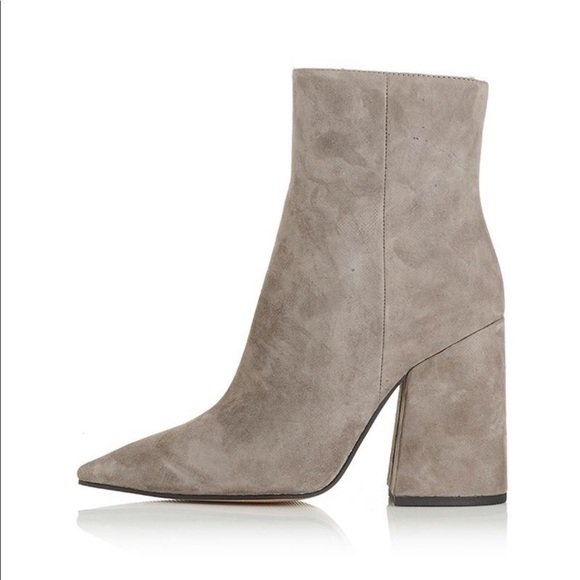 Alias Mae Shoes - SOLD! Alias Mae Ahara Grey Suede Pointed Toe Chunky Heel Ankle Boots